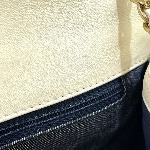 CHANEL CC Flap Pochette Chain Shoulder Bag Leather / tweed White x Red - Picture 6 of 13